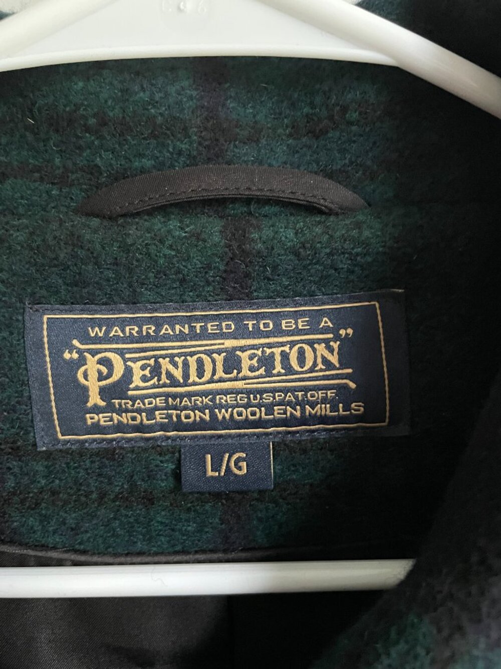 Pendleton Black Watch Plaid Wool Coat Jacket Forest Green Navy Blue Large L - Picture 2 of 15